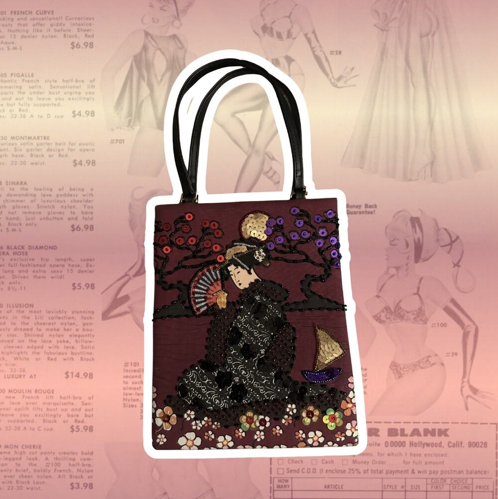 Beaded y2k Printed Shoulder Bag